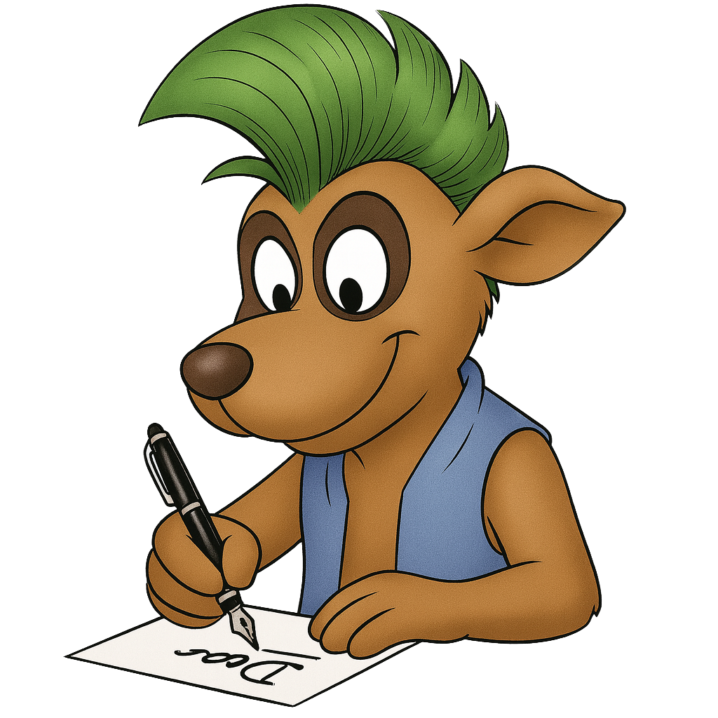 Maskottchen Karl scrheibt